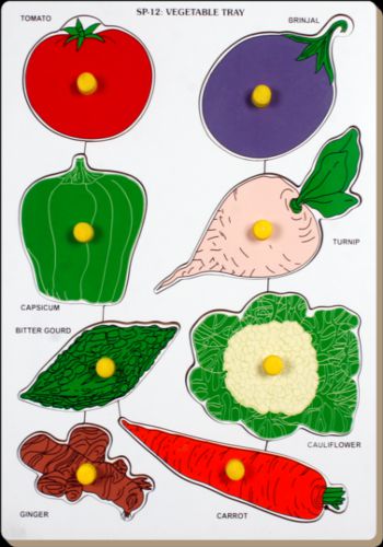 Single Pcs. Liftout Puzzle Tray- Vegetables